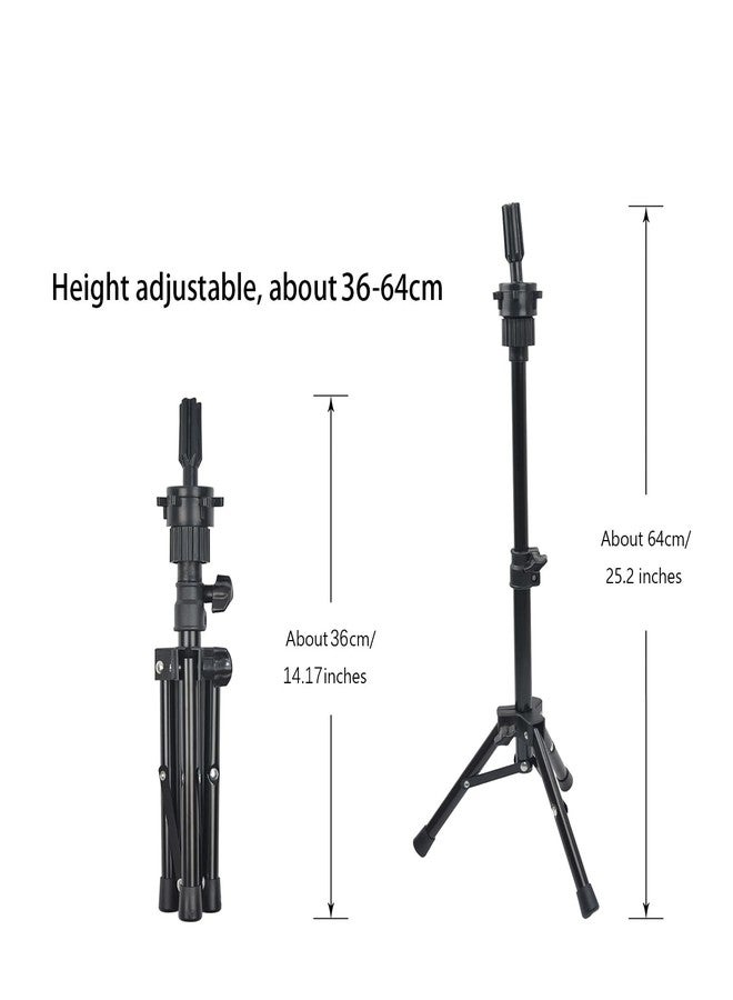 YTBYT Mini Wig Stand Tripod 25 Inch Adjustable Wig Head Stand Mannequin Head Stand for Cosmetology Hairdressing Training - Image 2